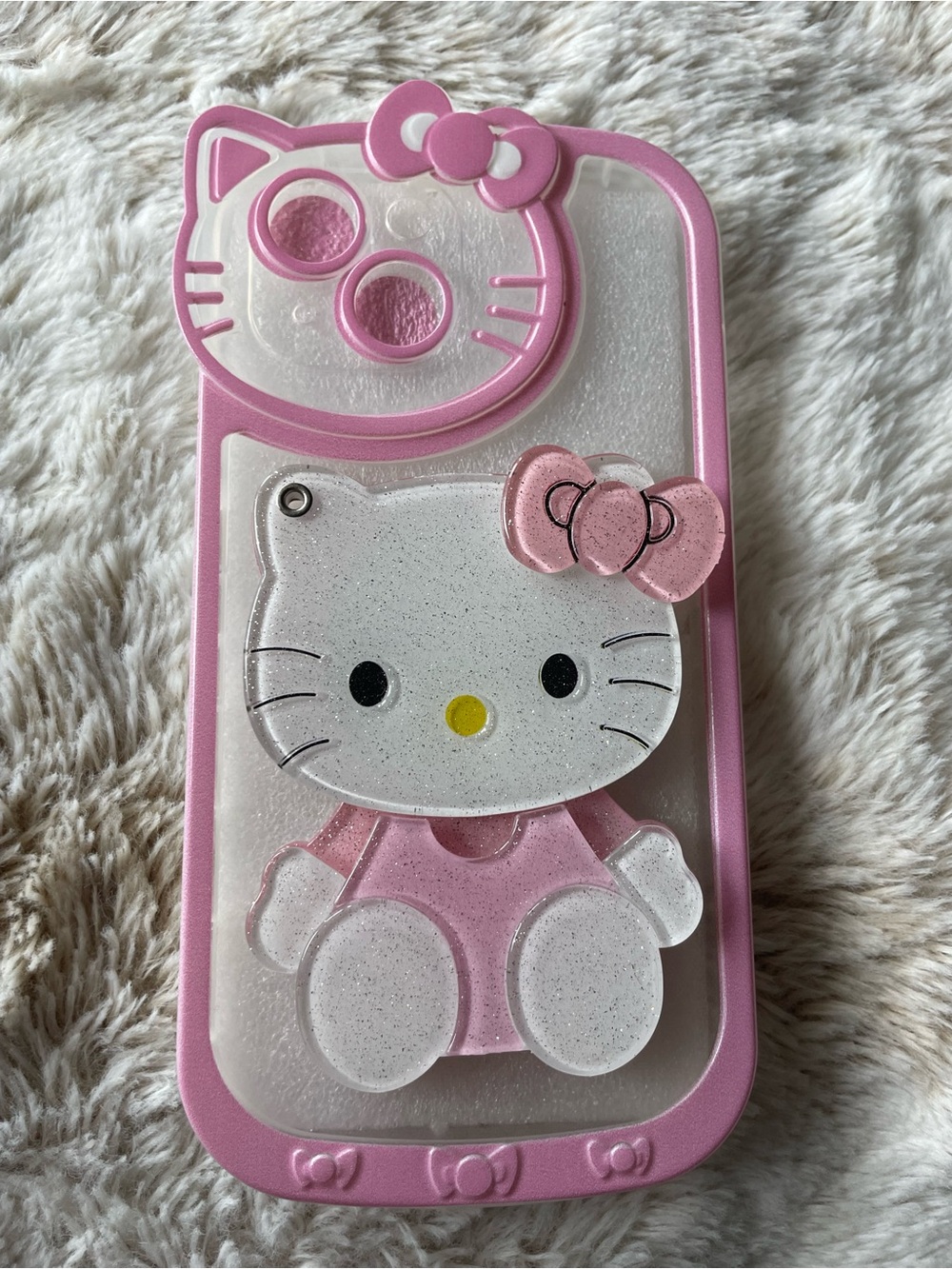 Hello Kitty Pink Glitter 3D Cat Phone Case (fit IPhone 15)